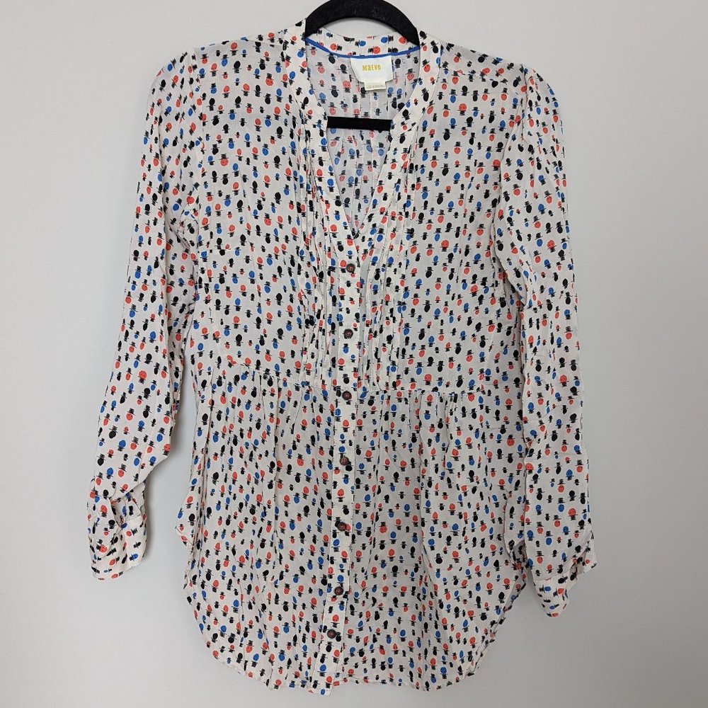 Maeve Anthropologie Patterned Button Down Blouse